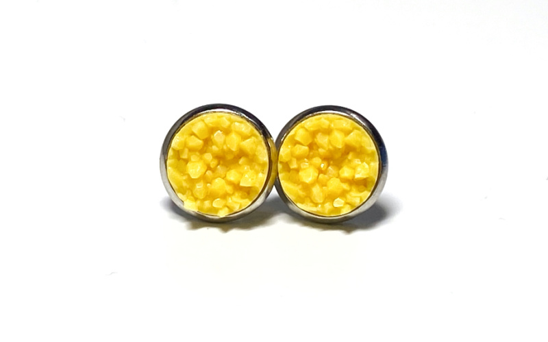 10mm Yellow Geode Earrings