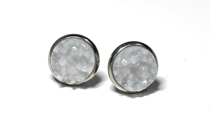 10mm Ice White Geode Earrings