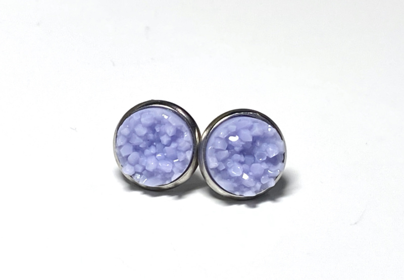 10mm Lavender Geode Earrings