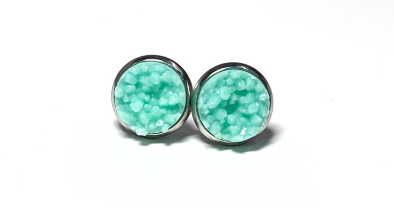 10mm Mint Geode Earrings