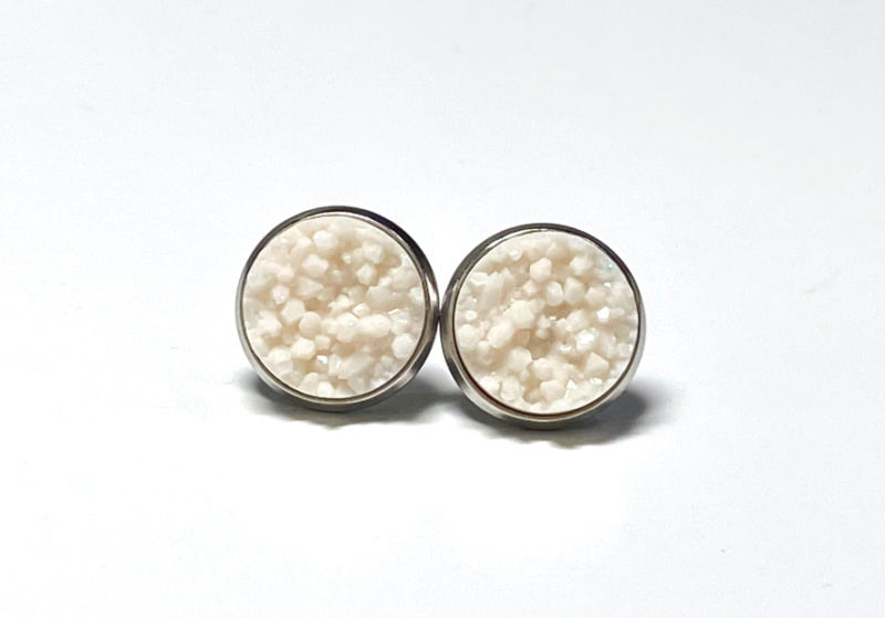 12mm Ivory Geode Earrings