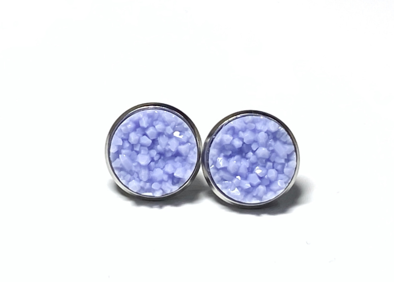 12mm Lavender Geode Earrings