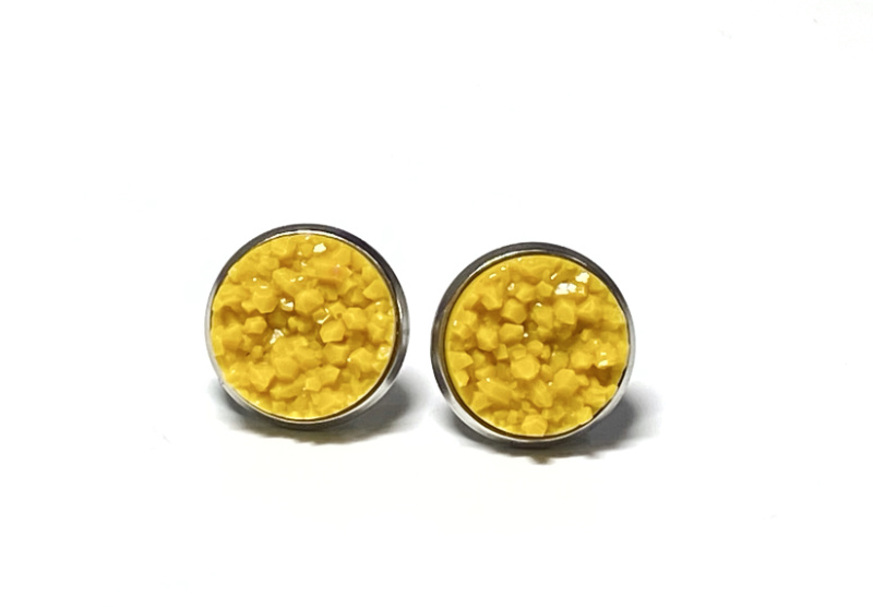 12mm Mustard Geode Earrings