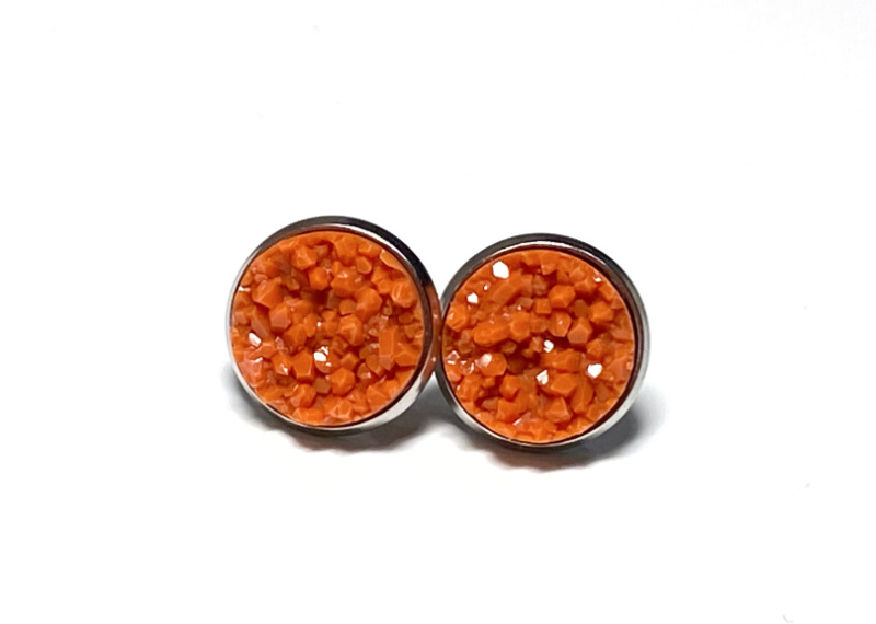 12mm Pumpkin Geode Earrings