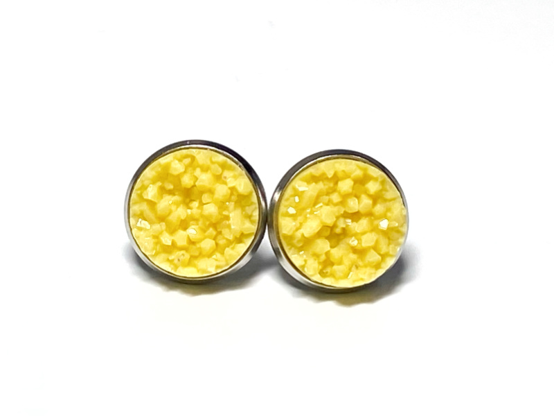 12mm Yellow Geode Earrings