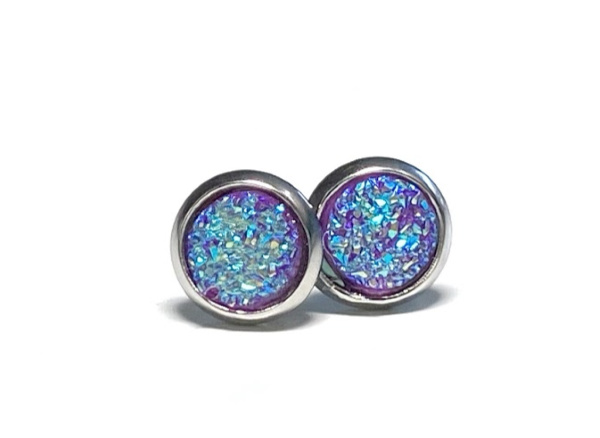 6mm Lavender Geode Earrings