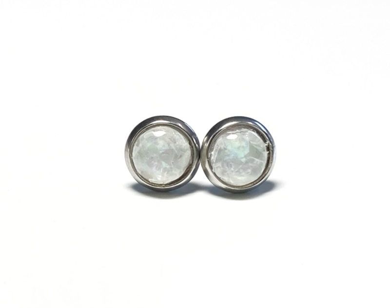 6mm White Earrings