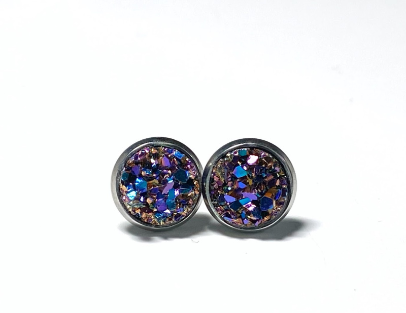8mm Mermaid Geode Earrings