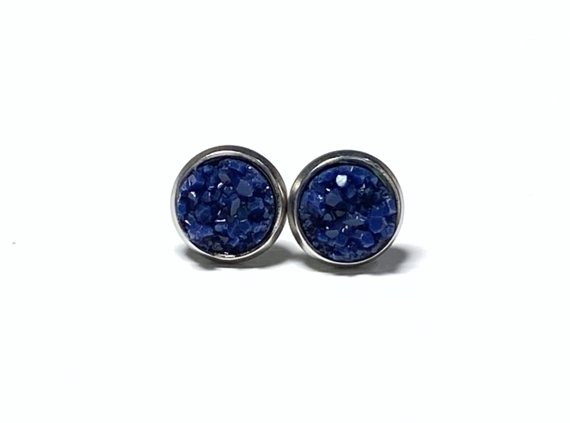 8mm Blueberry Geode Earrings