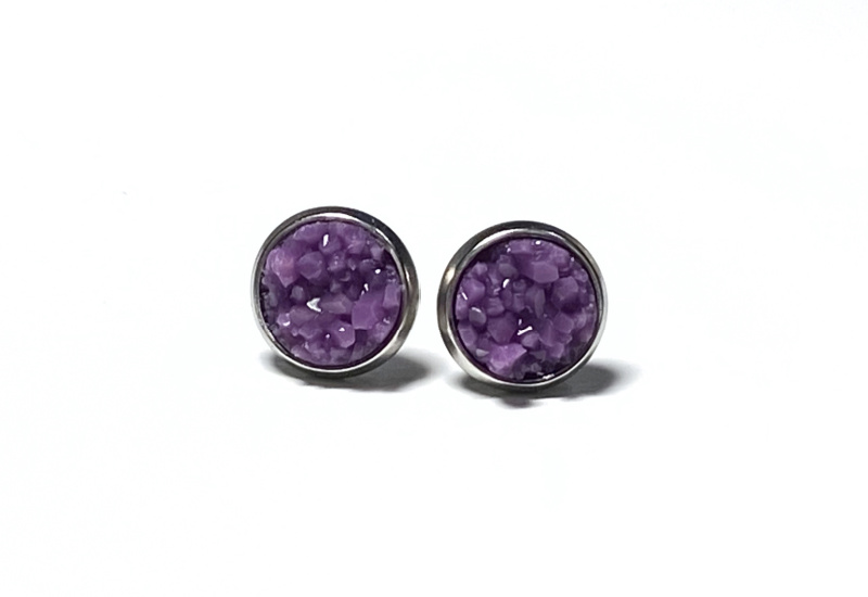 8mm Grape Geode Earrings