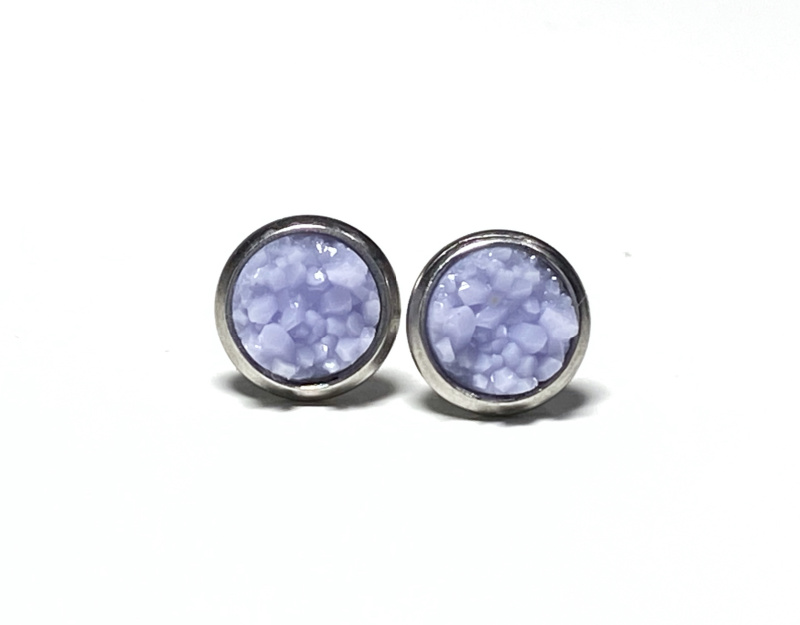 8mm Lavender Geode Earrings