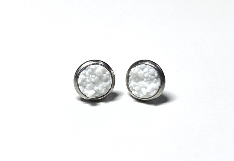 8mm Snow Geode Earrings