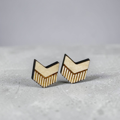 Arrow Engraved Wood Stud Earrings