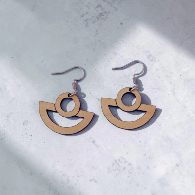 Aura Arc Drop Wood Dangle Earrings