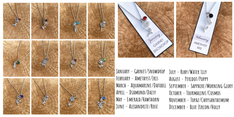 Birth Flower Rhinestone Necklace (All Months)