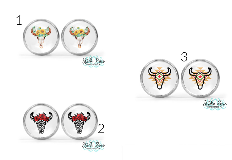 Boho Skull Image Earrings