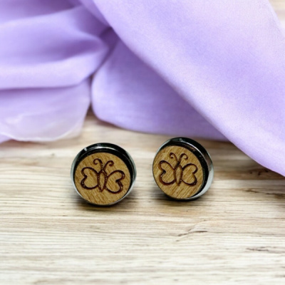 Butterfly Wood Stud Earrings