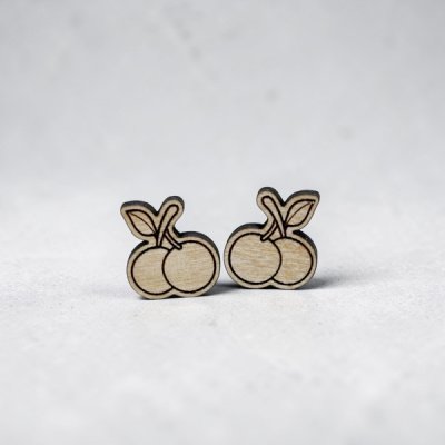 Cherries Wood Stud Earrings