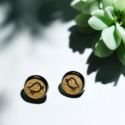 Chick Wood Stud Earrings