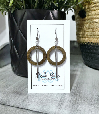Wood Circle Dangle Earrings