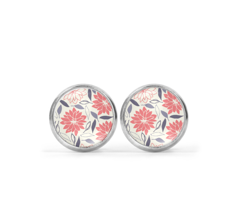 Coral Flower Image Earrings