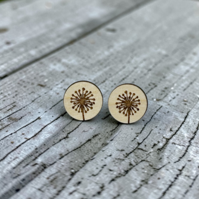 Dandelion Wood Stud Earrings