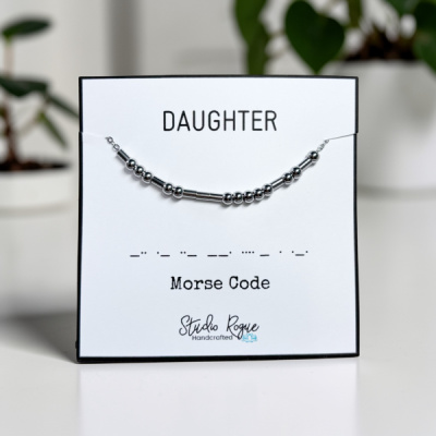 DAUGHTER Beaded Morse Code Necklace