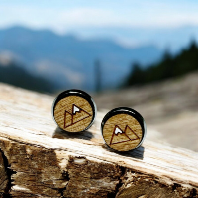Double Mountain Wood Stud Earrings