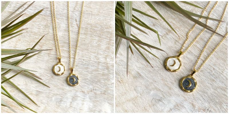 Gold Moon Enamel Necklace