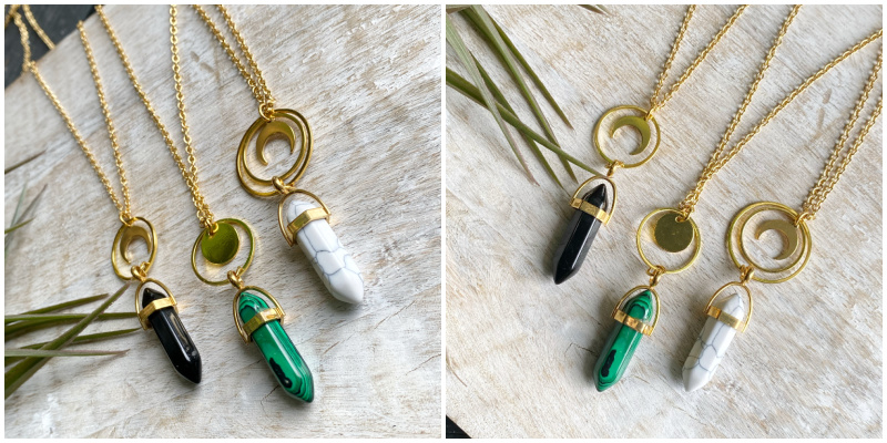 Gold Crystal Stone Long Necklace
