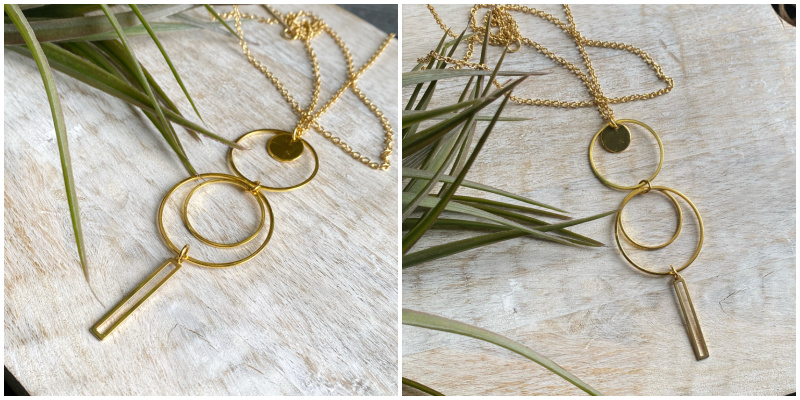Gold Geometric Circles Long Necklace