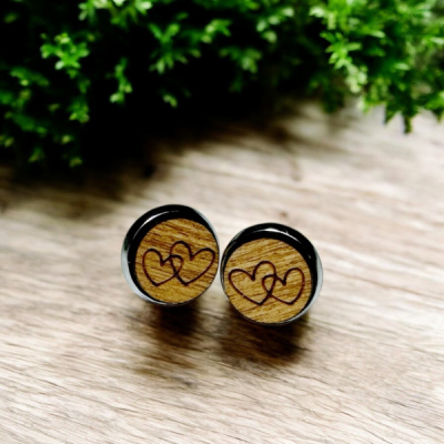Hearts Wood Stud Earrings