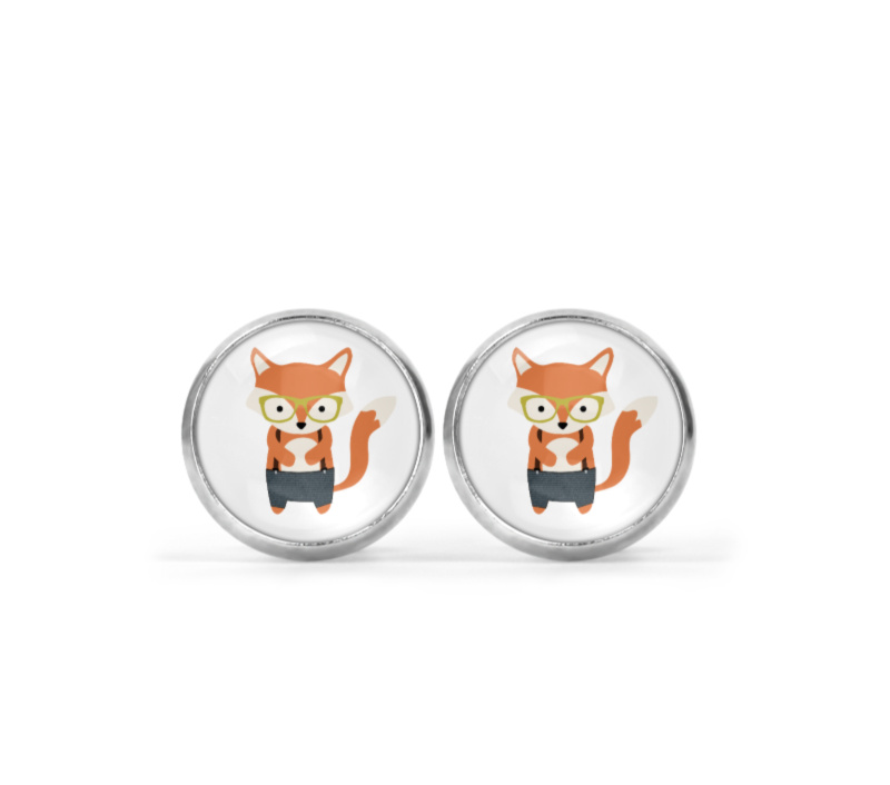 Hipster Fox Image Earrings