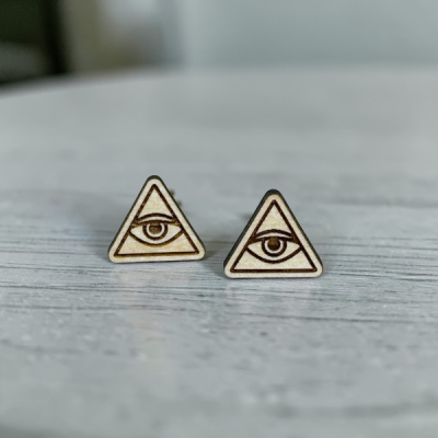 Illuminati Wood Stud Earrings
