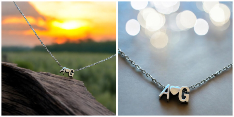 Double Initial Heart Necklace
