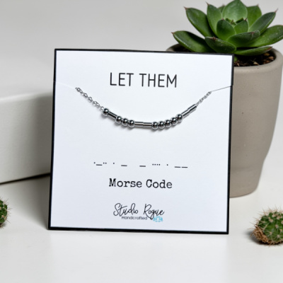 LET THEM Beaded Morse Code Necklace