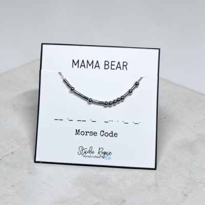 MAMA BEAR Beaded Morse Code Necklace