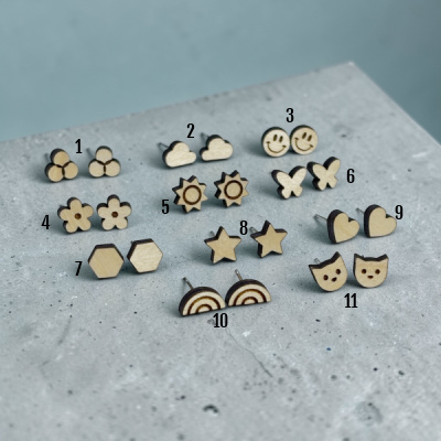 MINIS Wood Stud Earrings 1