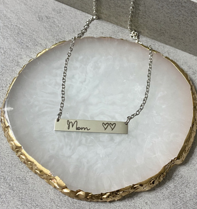 Mom Hearts Bar Necklace