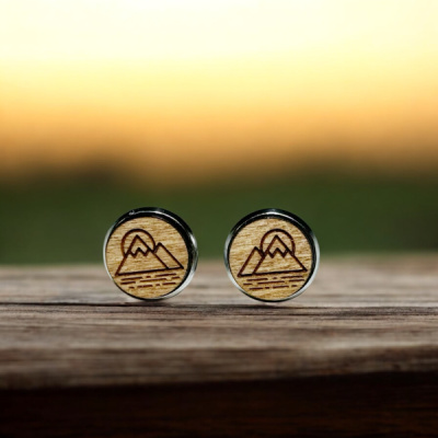 Mountain Sunset Wood Stud Earrings