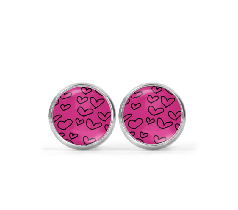 Pink Heart Image Earrings