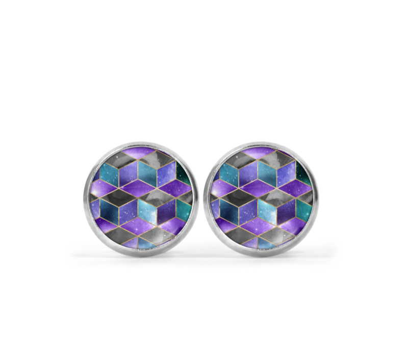Purple Abstract Image Earrings