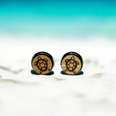 Sea Turtle Wood Stud Earrings