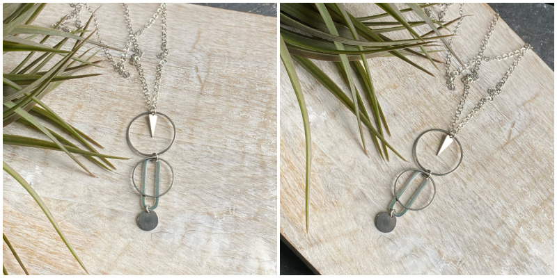 Silver Geometric Layered Long Necklace