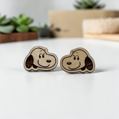 Snoopy Wood Stud Earrings