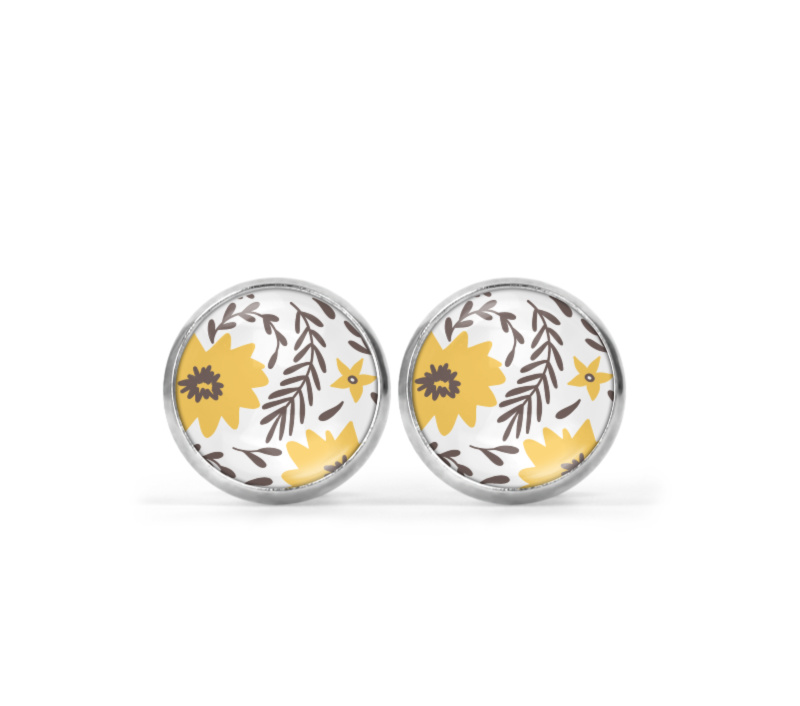 Yellow Flower Image Earrings