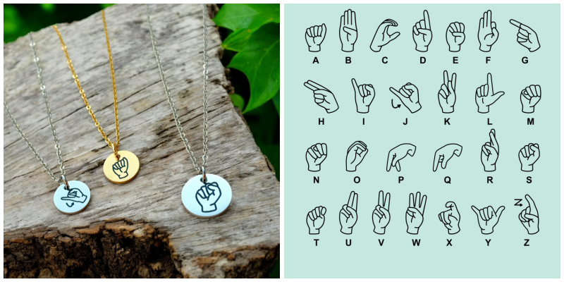 ASL Personalized Initial Disc Necklace