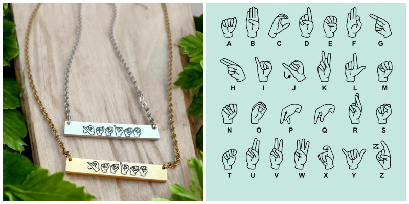 ASL Custom Name Bar Necklace