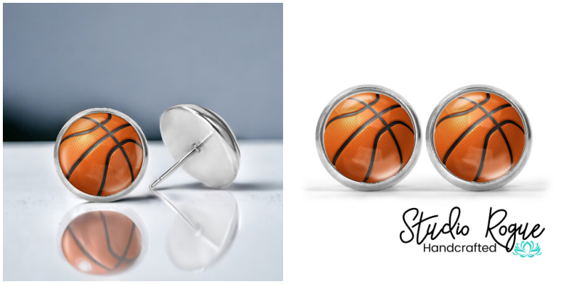 Basketball Image Earrings