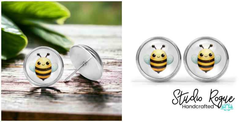 Bumble Bee Image Earrings